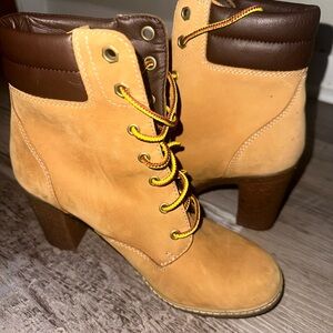 Timberland Tan and Brown Heeled Boots